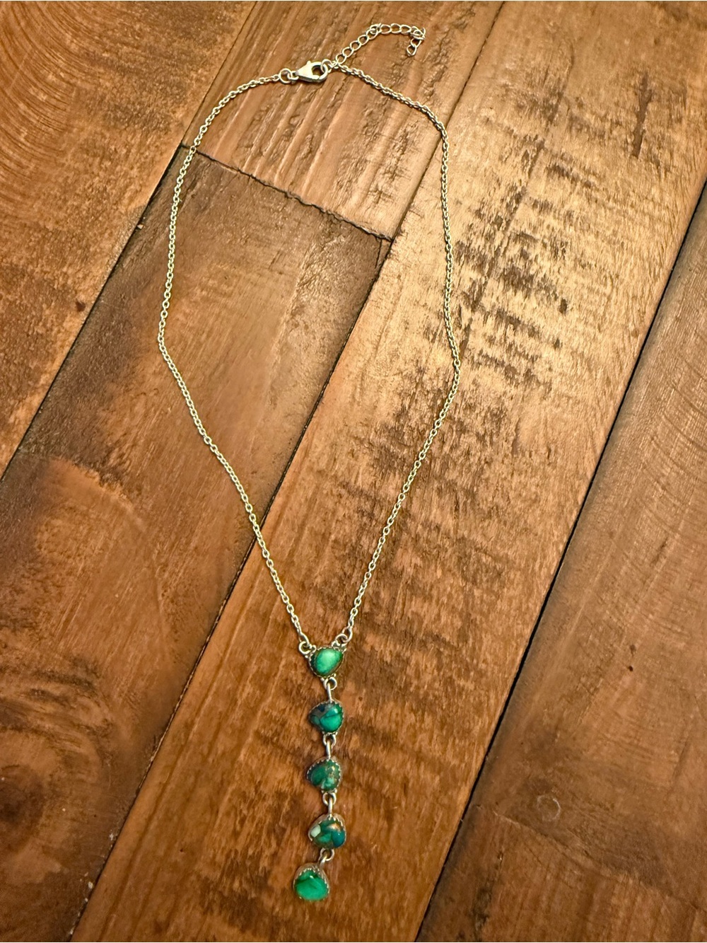 Peacock Turquoise Necklace Sterling Silver - Stamped Nizhoni